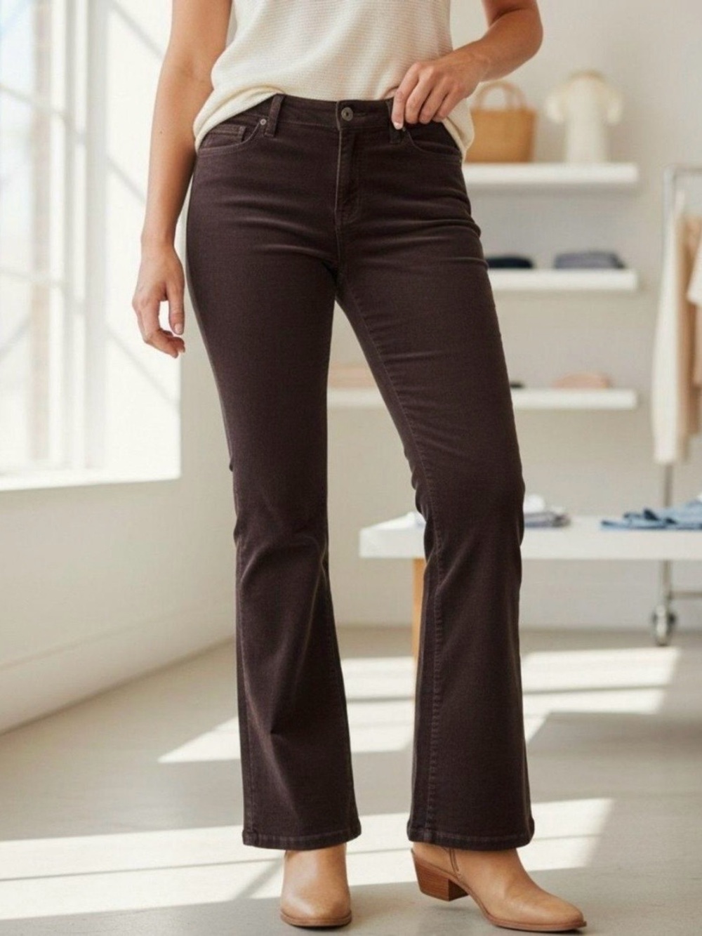 EUC St John’s Bay Chocolate Corduroy Pants Size 4.